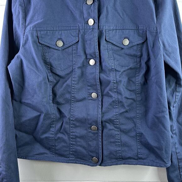 PENDELTON Navy Blue‎ Silver Button Up Crew Neck Cotton Long Sleeve Jacket Size S - Picture 6 of 12